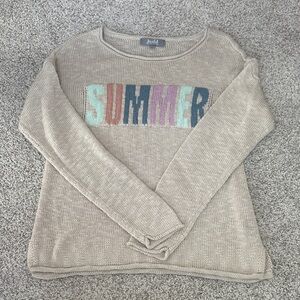 Beige Knit Tunic with Multicolor 'Summer' Design